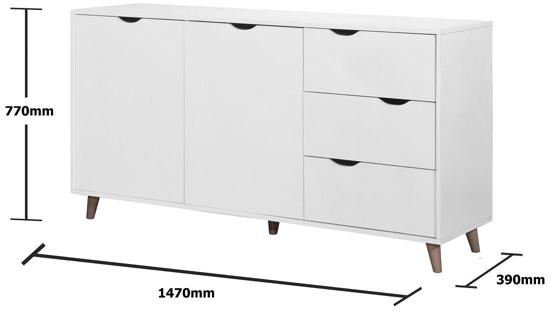 Product photograph of Pulford White 2 Door 3 Drawer Sideboard from Choice Furniture Superstore.