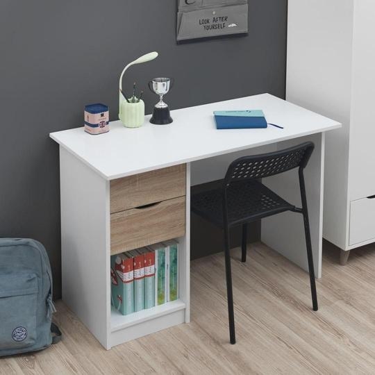 Product photograph of Pulford White 2 Drawer Desk from Choice Furniture Superstore.