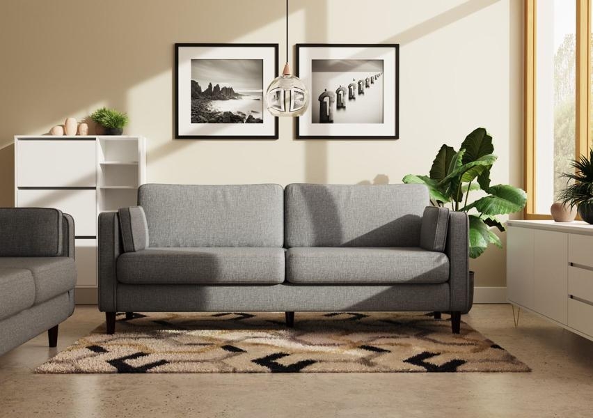 Product photograph of Snowdonia Grey 3 Seater Cushion Back Sofa from Choice Furniture Superstore.