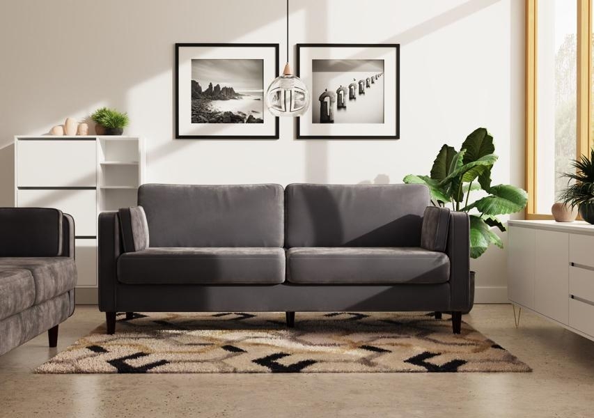 Product photograph of Snowdonia Grey 3 Seater Cushion Back Sofa from Choice Furniture Superstore.