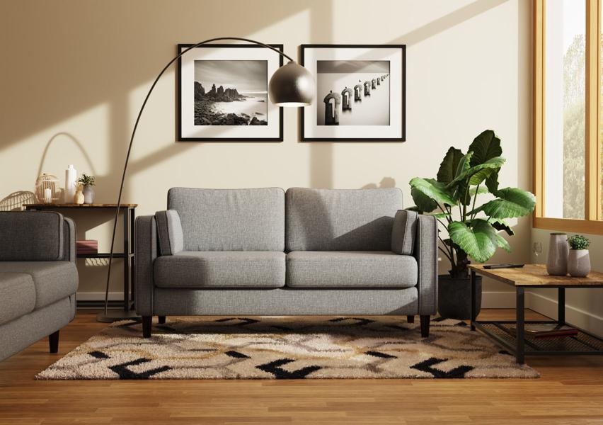 Product photograph of Snowdonia Grey 2 Seater Cushion Back Sofa from Choice Furniture Superstore.