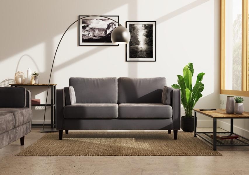 Product photograph of Snowdonia Grey 2 Seater Cushion Back Sofa from Choice Furniture Superstore.