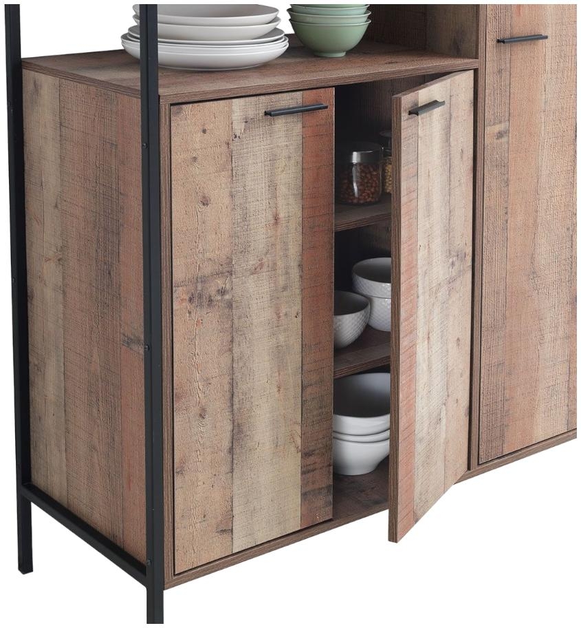 Product photograph of Stretton Rustic Industrial 5 Door Kitchen Cabinet from Choice Furniture Superstore.