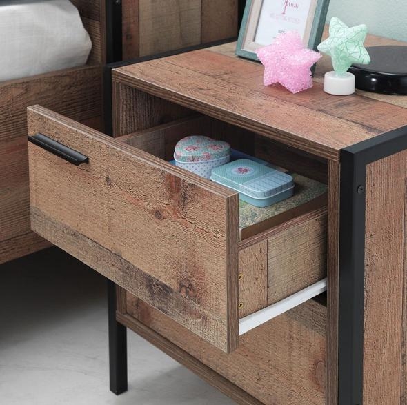 Product photograph of Stretton Rustic Industrial 2 Drawer Bedside Cabinet from Choice Furniture Superstore.