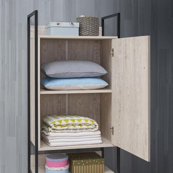 Product photograph of Zahra Ash Oak 1 Door And 4 Shelves Storage Cabinet from Choice Furniture Superstore.
