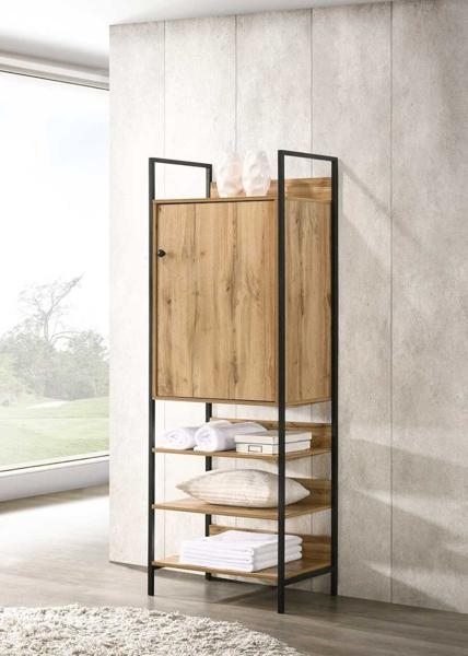Product photograph of Zahra Ash Oak 1 Door And 4 Shelves Storage Cabinet from Choice Furniture Superstore.