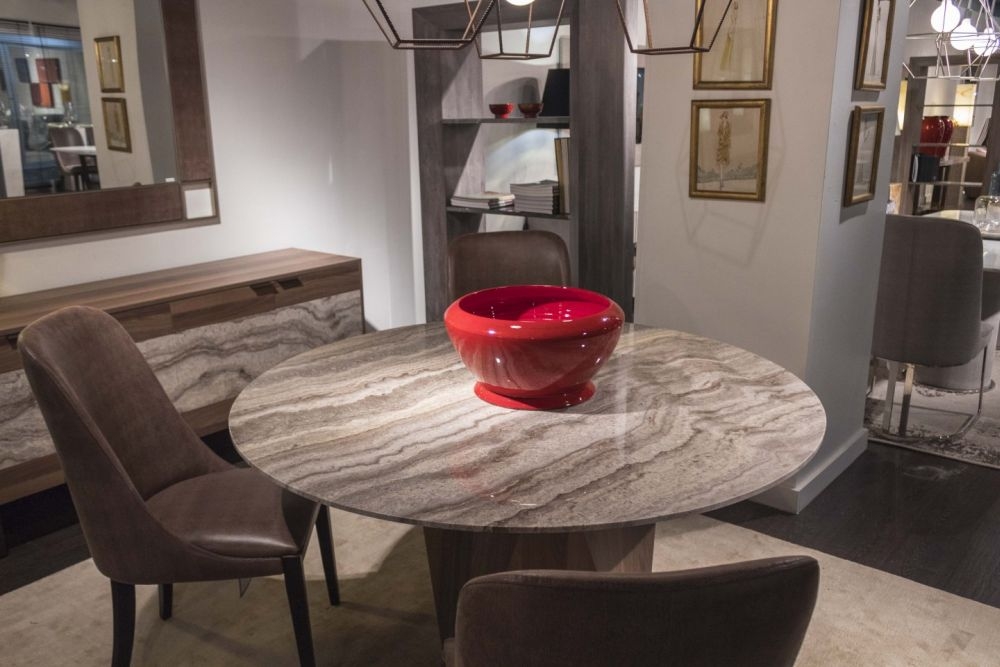 Product photograph of Stone International Diamond Marble And Wood Dining Table from Choice Furniture Superstore.