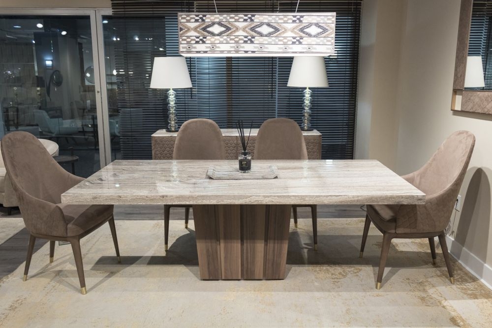 Product photograph of Stone International Empire Marble And Wood Dining Table from Choice Furniture Superstore.