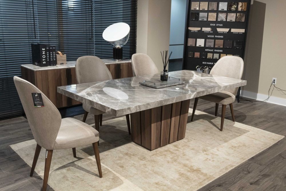Product photograph of Stone International Empire Marble And Wood Dining Table from Choice Furniture Superstore.