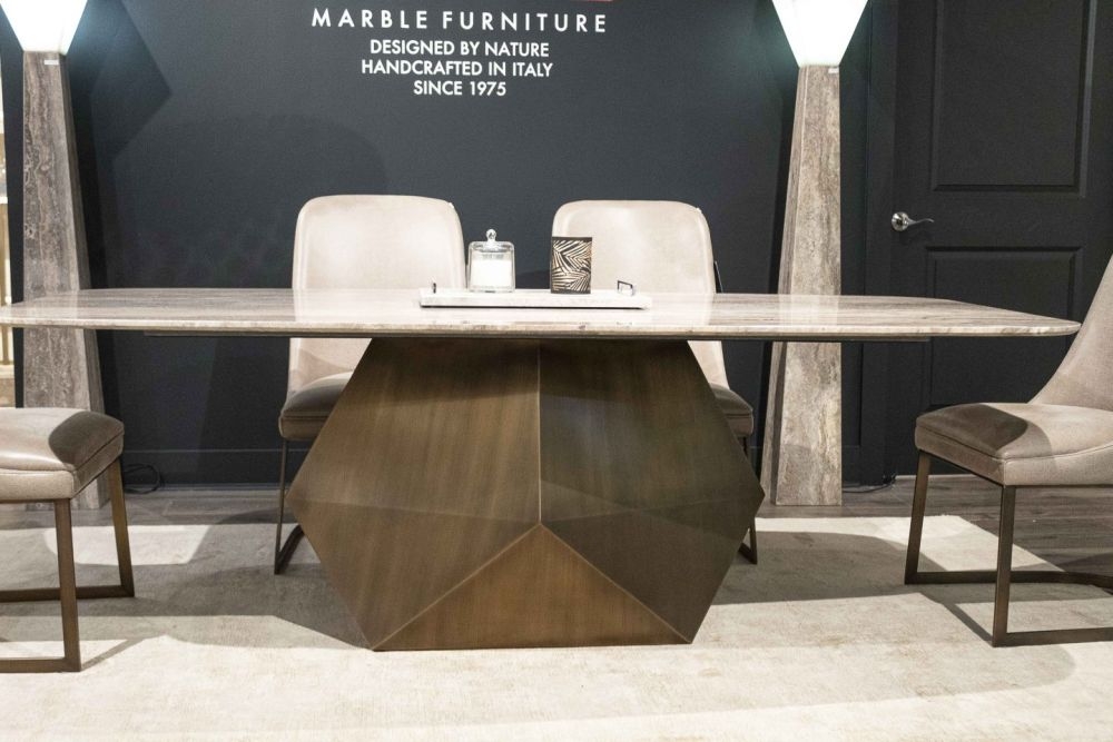 Product photograph of Stone International Maestro Marble Dining Table from Choice Furniture Superstore.