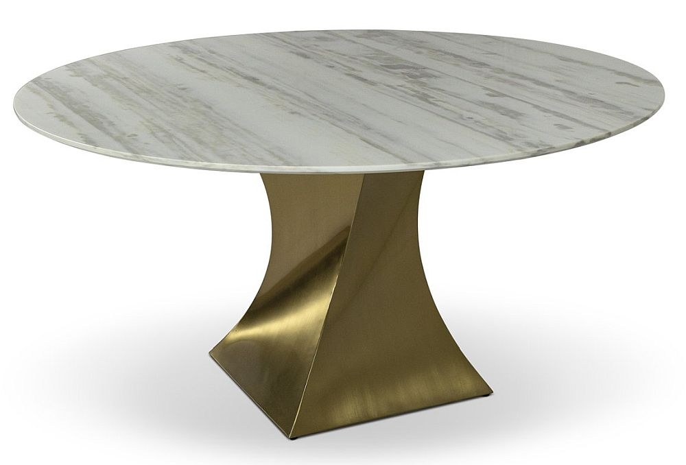 Product photograph of Stone International Twist Marble Round Dining Table from Choice Furniture Superstore.