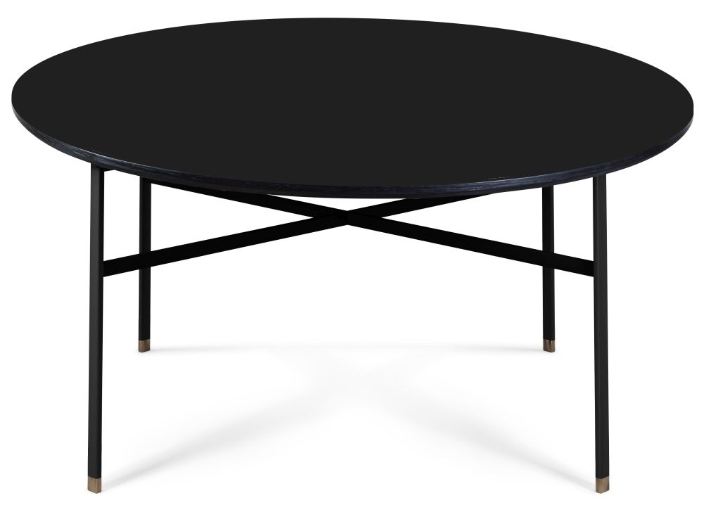 Product photograph of Skovby Sm243 Round Coffee Table With Steel Legs from Choice Furniture Superstore.