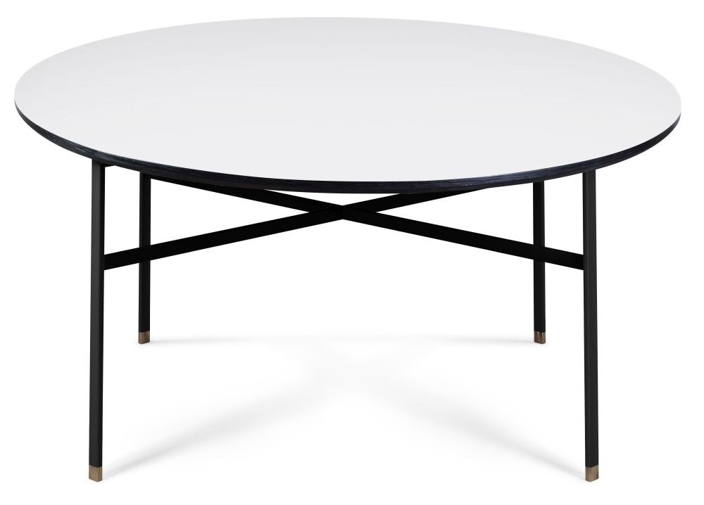 Product photograph of Skovby Sm243 Round Coffee Table With Steel Legs from Choice Furniture Superstore.