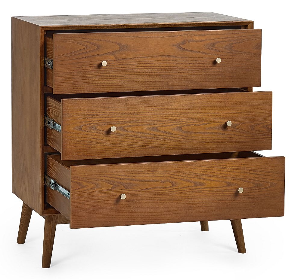 Product photograph of Lowry Cherry Wood 3 Drawer Chest from Choice Furniture Superstore.