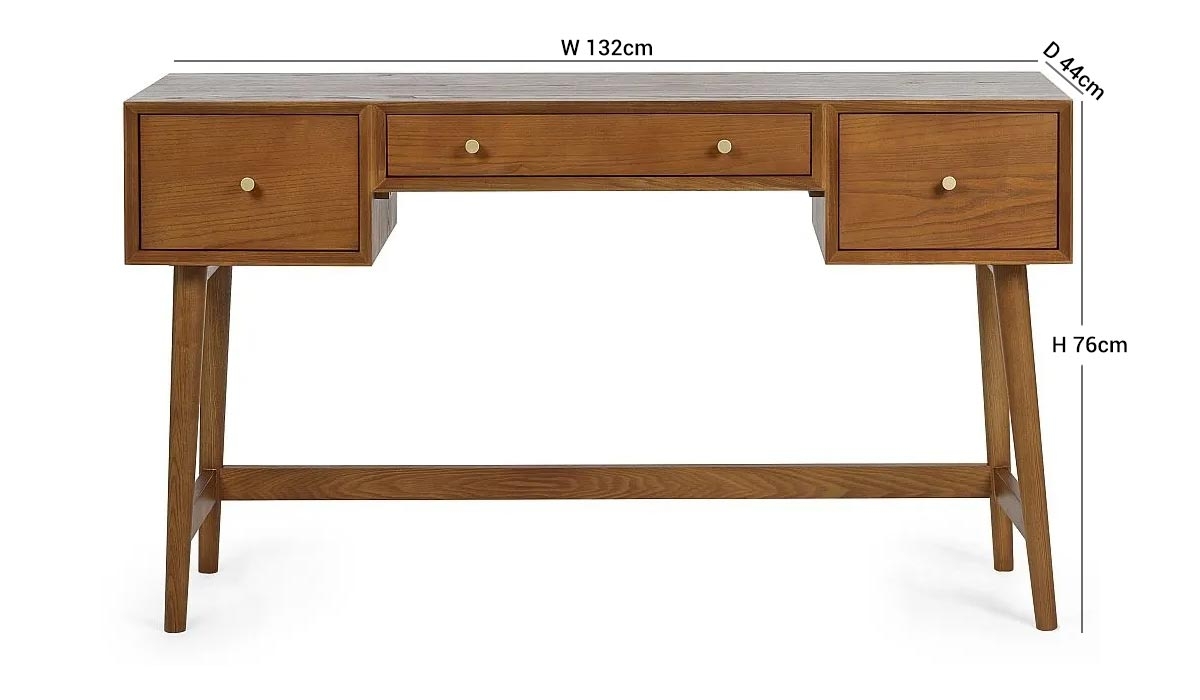 Product photograph of Lowry Cherry Wood 3 Drawer Dressing Set from Choice Furniture Superstore.
