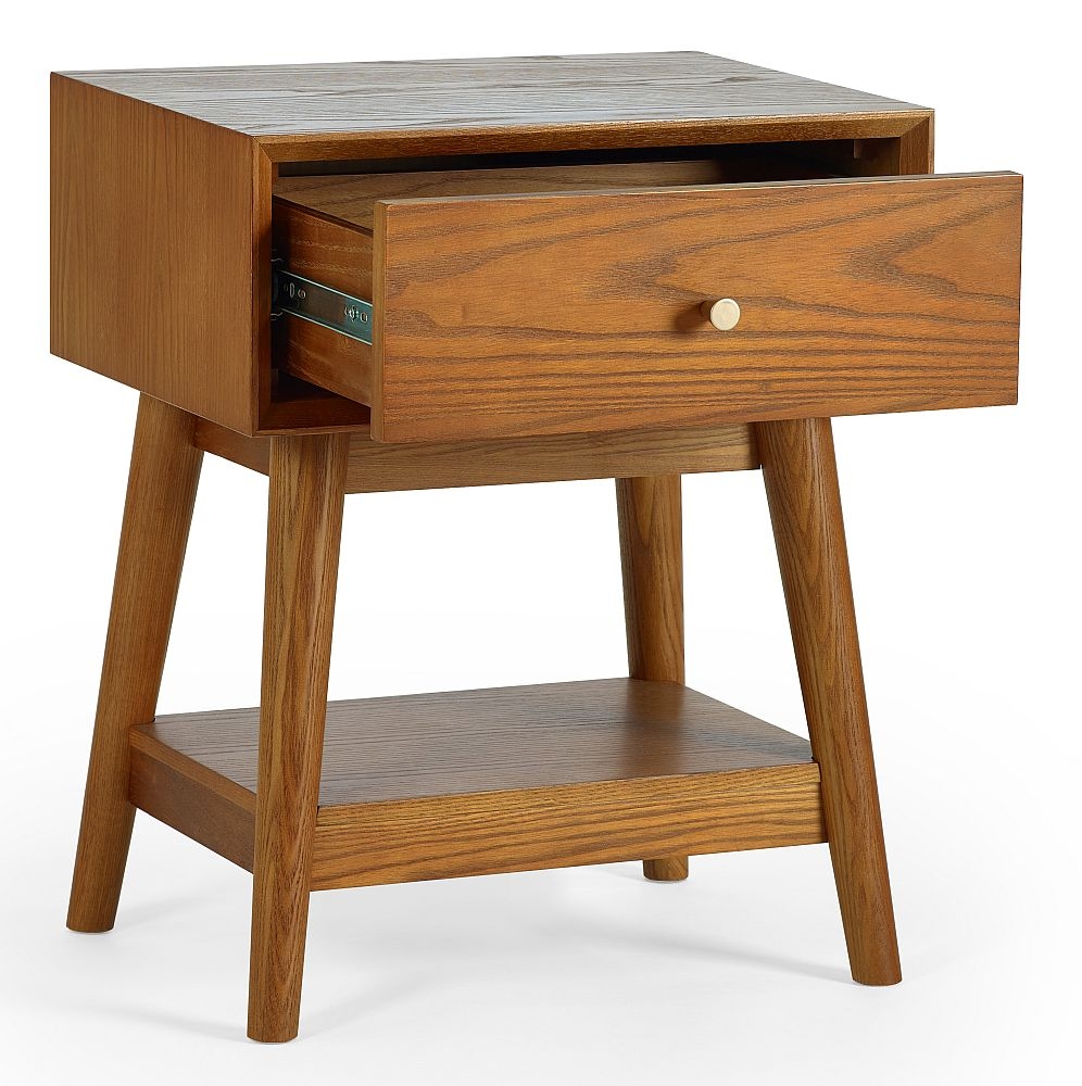 Product photograph of Lowry Cherry Wood 1 Drawer Side Table from Choice Furniture Superstore.