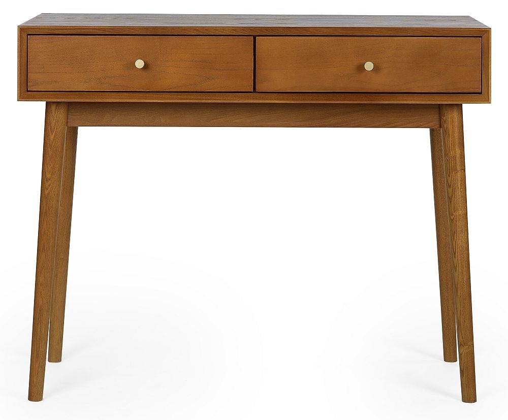 Product photograph of Lowry Cherry Wood Retro Style 2 Drawer Writing Desk from Choice Furniture Superstore.