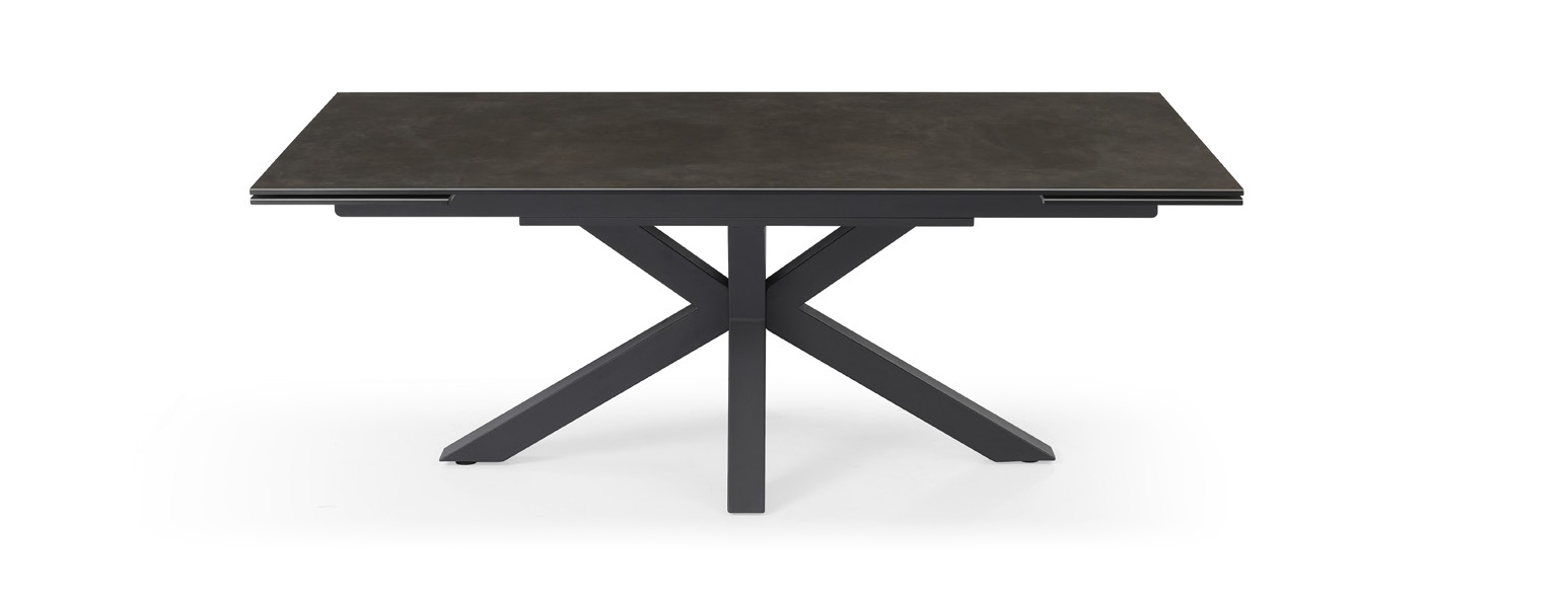 Product photograph of Sintered Stone Ceramic Solid Black Base Extending Dining Table from Choice Furniture Superstore.