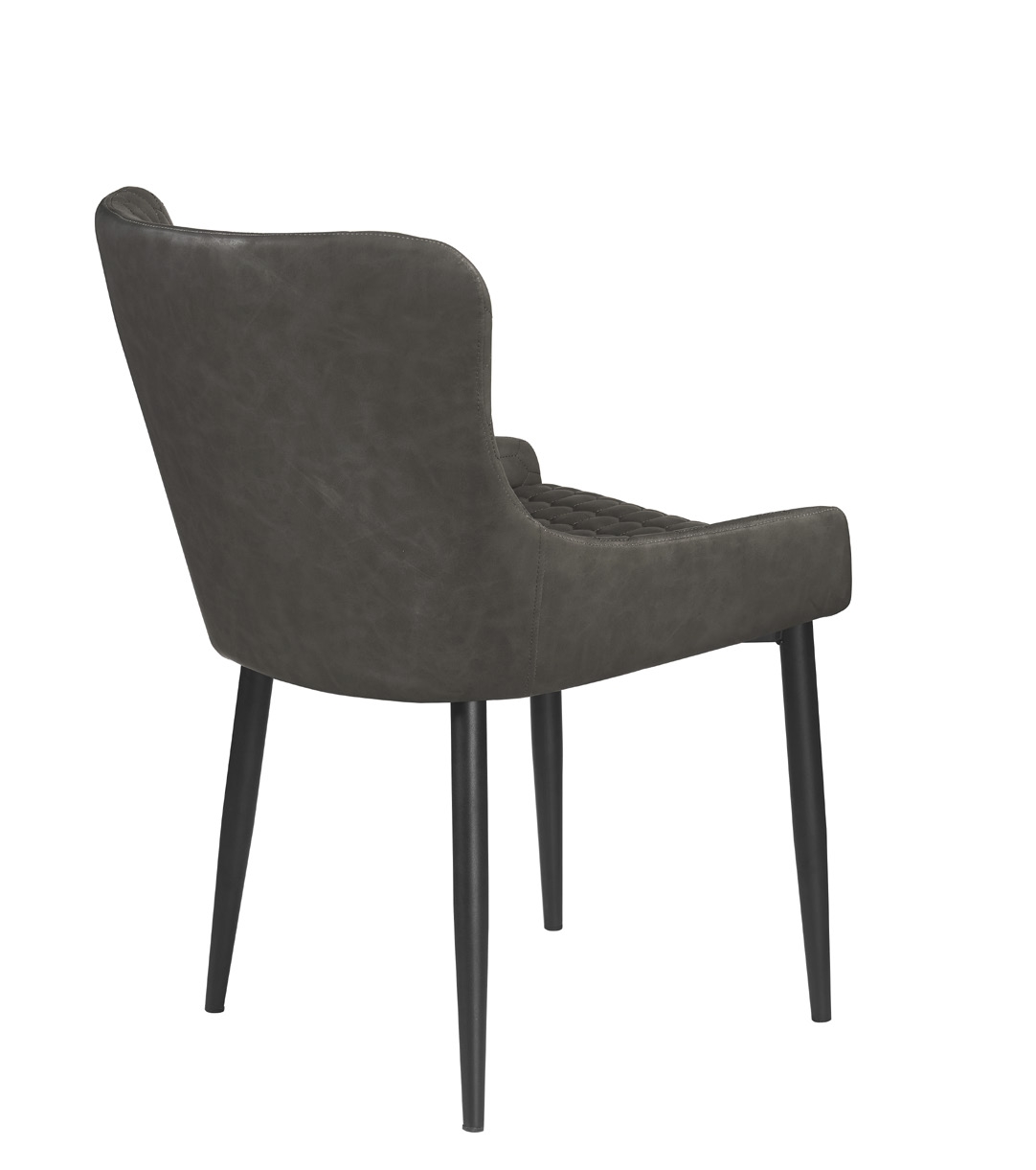 Product photograph of Distressed Dark Grey Pu Black Metal Leg Dining Chair Sold In Pairs from Choice Furniture Superstore.