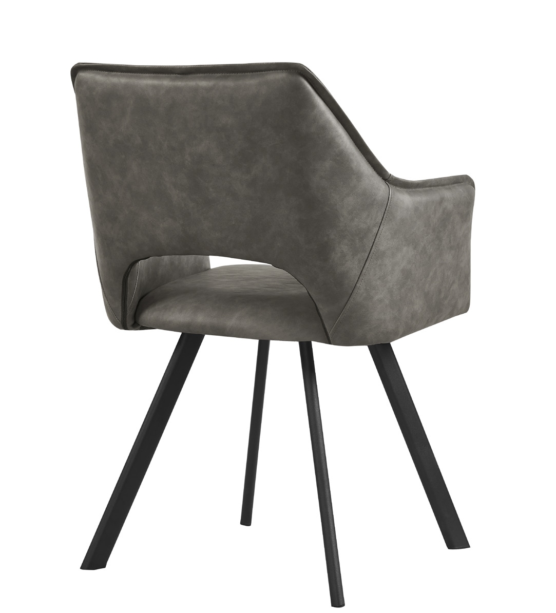 Product photograph of Distressed Light Grey Pu Black Powder Coated Metal Leg Dining Chair Sold In Pairs from Choice Furniture Superstore.