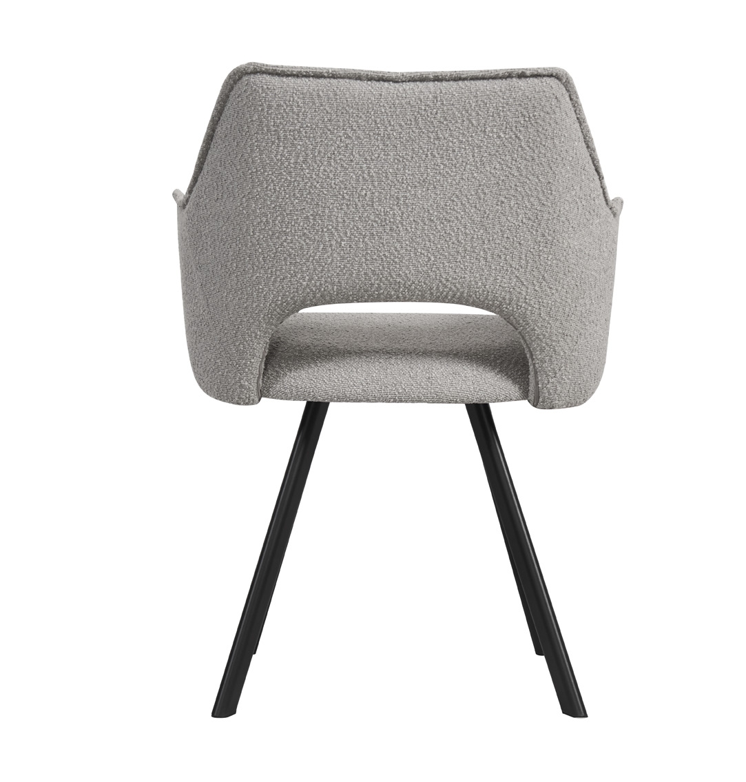 Product photograph of Light Grey Boucle Fabric Black Metal Leg Dining Chair Sold In Pairs from Choice Furniture Superstore.