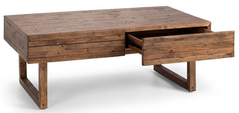 Product photograph of Woburn Reclaimed Pine 2 Drawer Coffee Table from Choice Furniture Superstore.