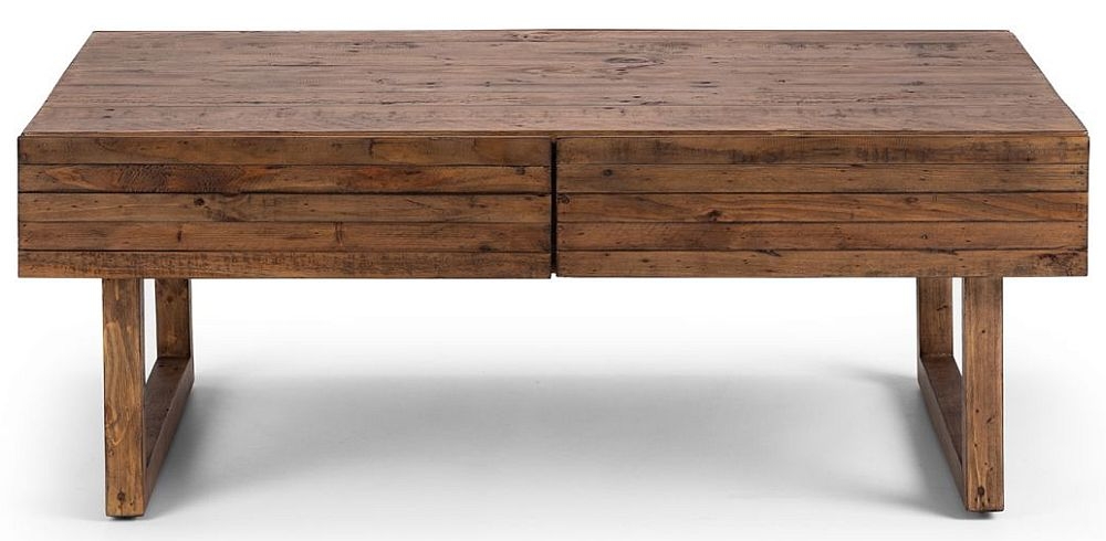 Product photograph of Woburn Reclaimed Pine 2 Drawer Coffee Table from Choice Furniture Superstore.