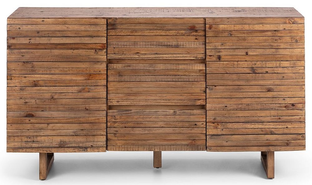Product photograph of Woburn Reclaimed Pine 2 Door 3 Drawer Sideboard from Choice Furniture Superstore.