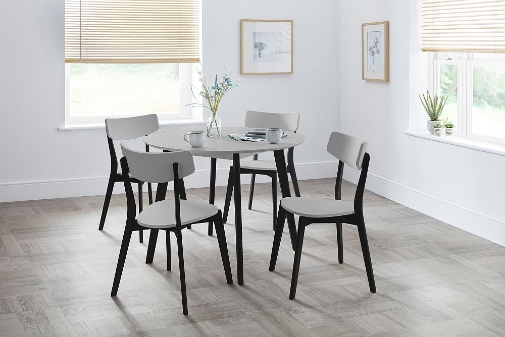 Product photograph of Casa Grey And Black Round Dining Table - 2 Seater from Choice Furniture Superstore.