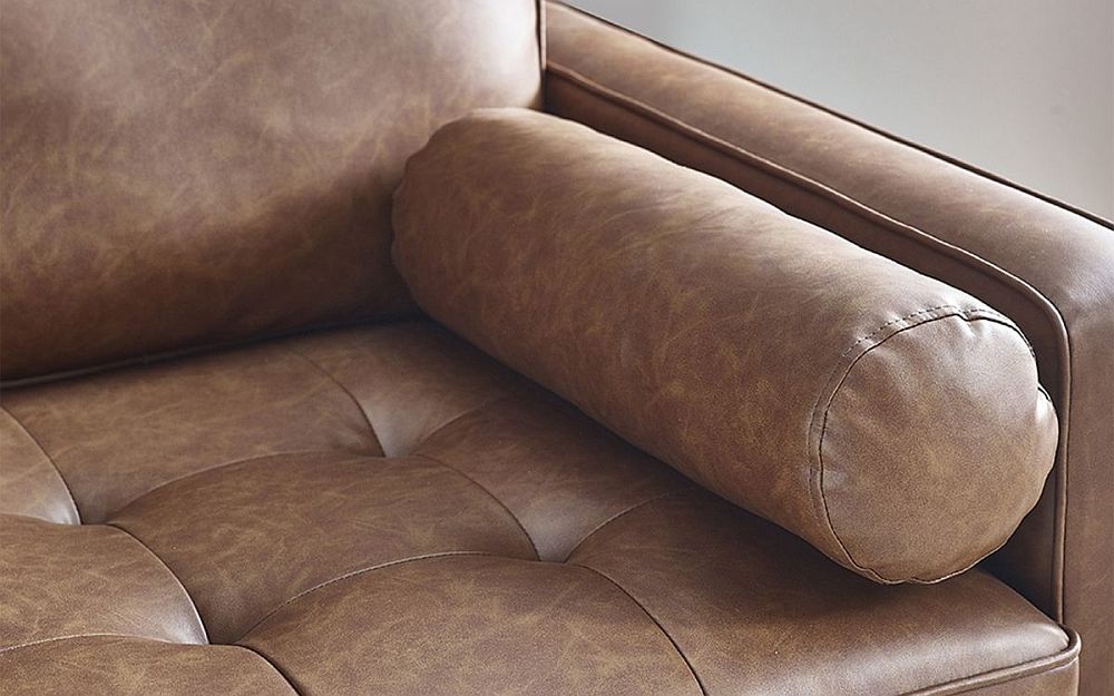 Product photograph of Henley Brown Faux Leather 2 Seater Sofa from Choice Furniture Superstore.