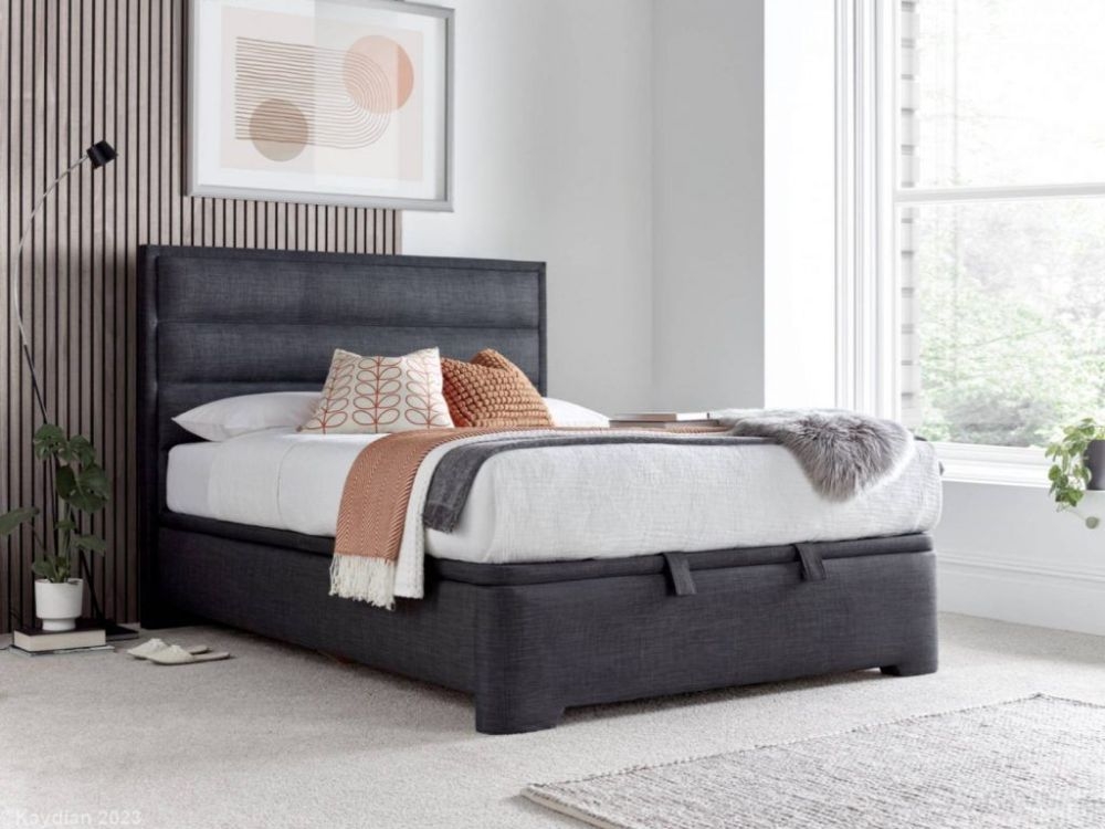 Product photograph of Kaydian Kirkby Pendle Slate Fabric Ottoman Storage Bed from Choice Furniture Superstore.