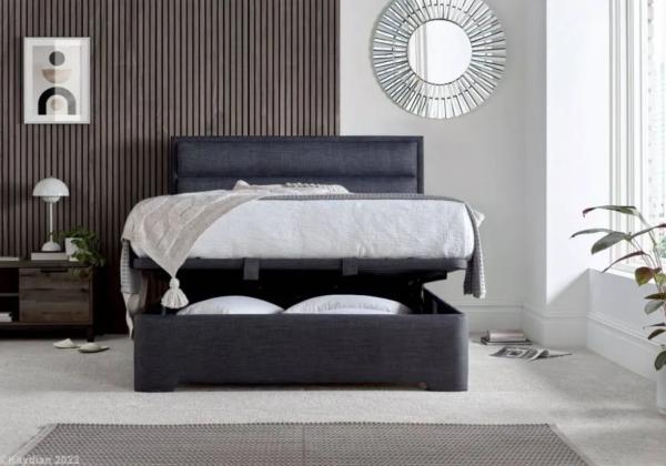 Product photograph of Kaydian Kirkby Pendle Slate Fabric Ottoman Storage Bed from Choice Furniture Superstore.