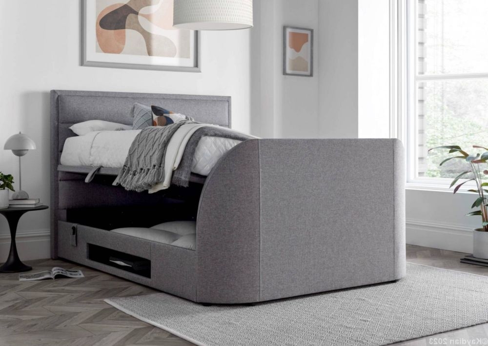 Product photograph of Kaydian Kirkley Marbella Grey Fabric Ottoman Storage Tv Bed from Choice Furniture Superstore.