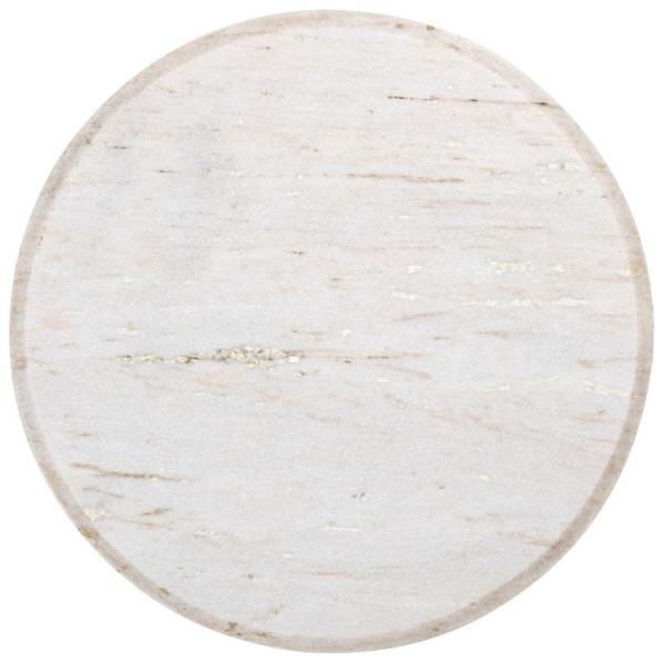 Product photograph of Mayfield White Marble Top Round Side Table - Dark Wood Fluted Base from Choice Furniture Superstore.