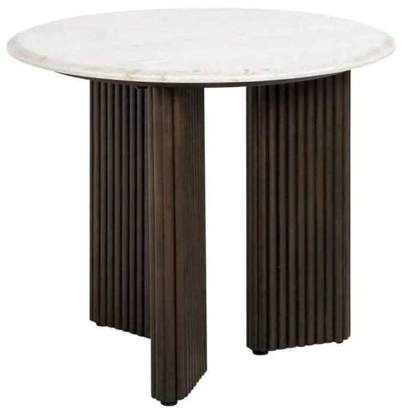 Product photograph of Mayfield Morchana Marble And Brown Fluted Ribbed Round Side Table from Choice Furniture Superstore.