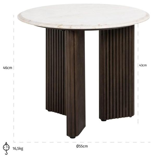 Product photograph of Mayfield Morchana Marble And Brown Fluted Ribbed Round Side Table from Choice Furniture Superstore.