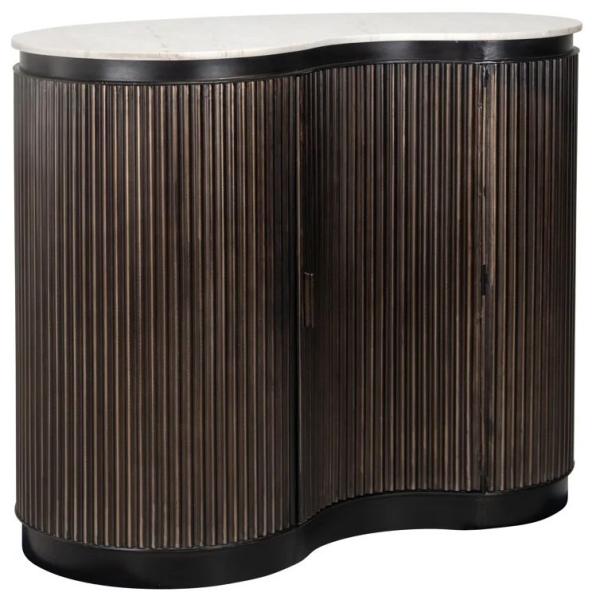 Product photograph of Mayfield Morchana Marble And Brown Fluted Ribbed 1 Door Hall Cabinet from Choice Furniture Superstore.