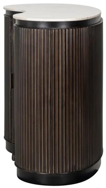 Product photograph of Mayfield Morchana Marble And Brown Fluted Ribbed 1 Door Hall Cabinet from Choice Furniture Superstore.