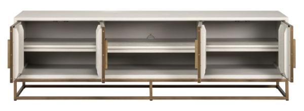 Product photograph of Whitebone Verona Grey Oak And Brass 4 Door Tv Unit from Choice Furniture Superstore.