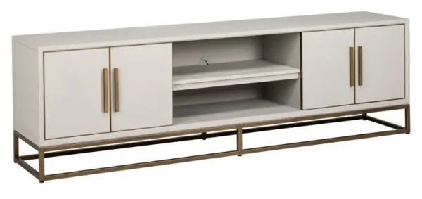 Product photograph of Whitebone Verona Grey Oak And Brass 4 Door Tv Unit from Choice Furniture Superstore.