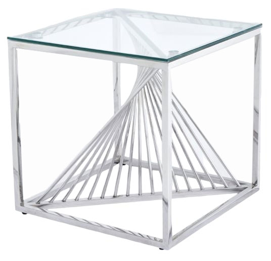 Product photograph of Calabria Glass And Stainless Steel End Table from Choice Furniture Superstore.