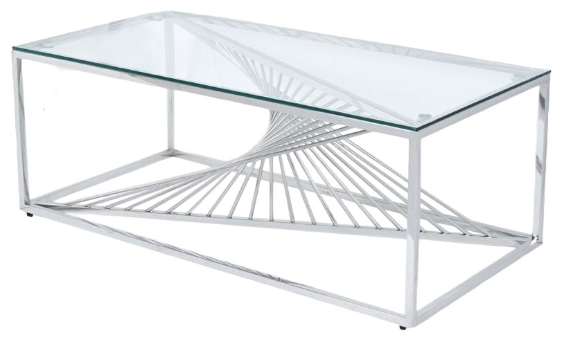 Product photograph of Calabria Glass And Stainless Steel Coffee Table from Choice Furniture Superstore.