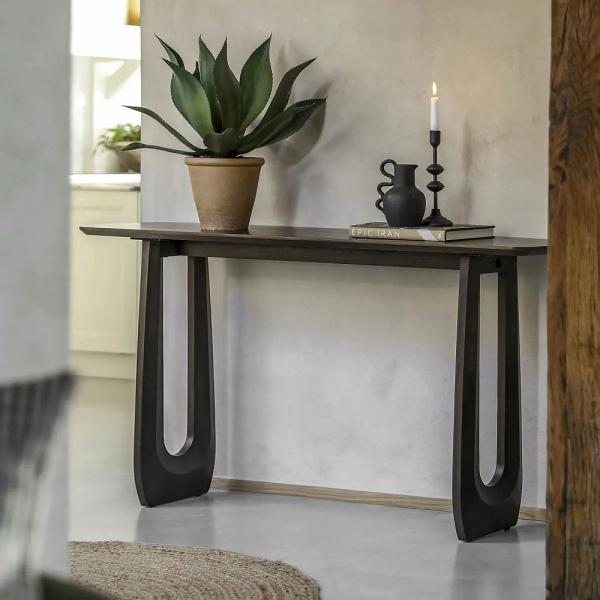 Product photograph of Arc Dark Mango Wood 150cm Console Table from Choice Furniture Superstore.