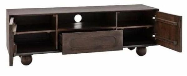 Product photograph of Arc Walnut Mango Wood 2 Door 1 Drawer Media Unit from Choice Furniture Superstore.