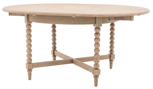 Product photograph of Artisan Oak Round Extending Dining Table With Bobbin Legs - 120cm-160cm from Choice Furniture Superstore.