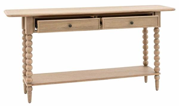 Product photograph of Artisan Natural Console Table With Bobbin Legs - 2 Drawers from Choice Furniture Superstore.