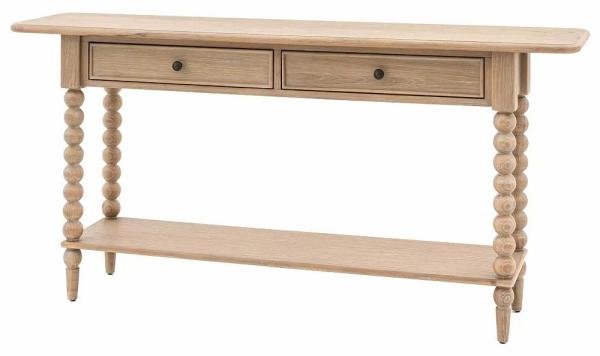 Product photograph of Artisan Natural Console Table With Bobbin Legs - 2 Drawers from Choice Furniture Superstore.