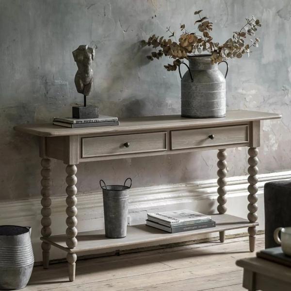 Product photograph of Artisan Natural 2 Drawer Console Table from Choice Furniture Superstore.