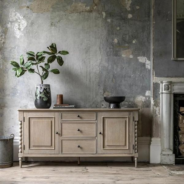 Product photograph of Artisan Oak Large Sideboard With Bobbin Accent from Choice Furniture Superstore.