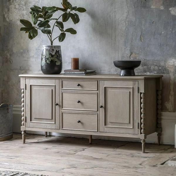 Product photograph of Artisan Oak Large Sideboard With Bobbin Accent from Choice Furniture Superstore.